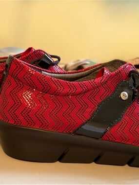 Wolky Red with Black Patent Accent Slip-On Loafer